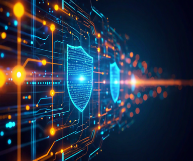 Illustration of two AI agent systems connected by network lines with Morse code patterns flowing through gaps in their security defenses, representing distributed vulnerability in AI agent architecture