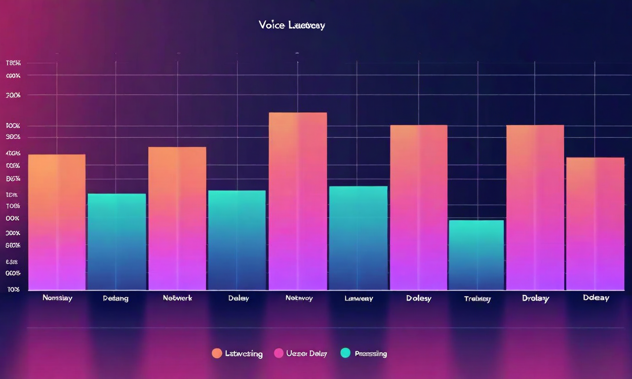 レイテンシバジェットの構成要素を積み上げ形式で視覚化した図。下から順に、ユーザー知覚遅延、ネットワーク遅延、処理遅延、コーデック遅延の4つの層が異なる色で表現されており、合計100ミリ秒の総レイテンシ要件に達する。各層の相対的な大きさと最適化ポイントが示されている。
