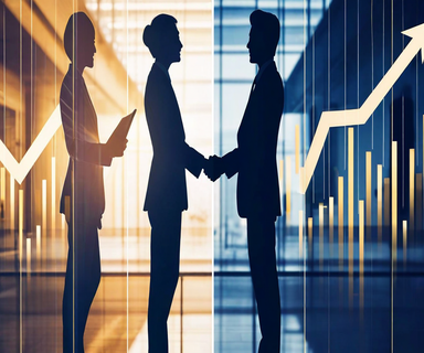 Professional business scene depicting Japanese corporate executives in negotiation with upward trending arrows symbolizing wage increases and economic growth